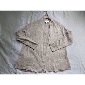 Ply Cashmere Sweater Beige 100% Cashmere Lightweight Cardigan Open   Womens XL